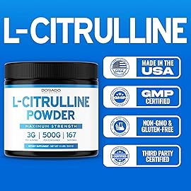 L Citrulline Powder Supplements (3g) Support L Arginine & Nitric Oxide Booster Powder - L-Citruline Supplements For Men & Women - Stamina , Endurance , Performance for Workouts - Vegan & USA Made