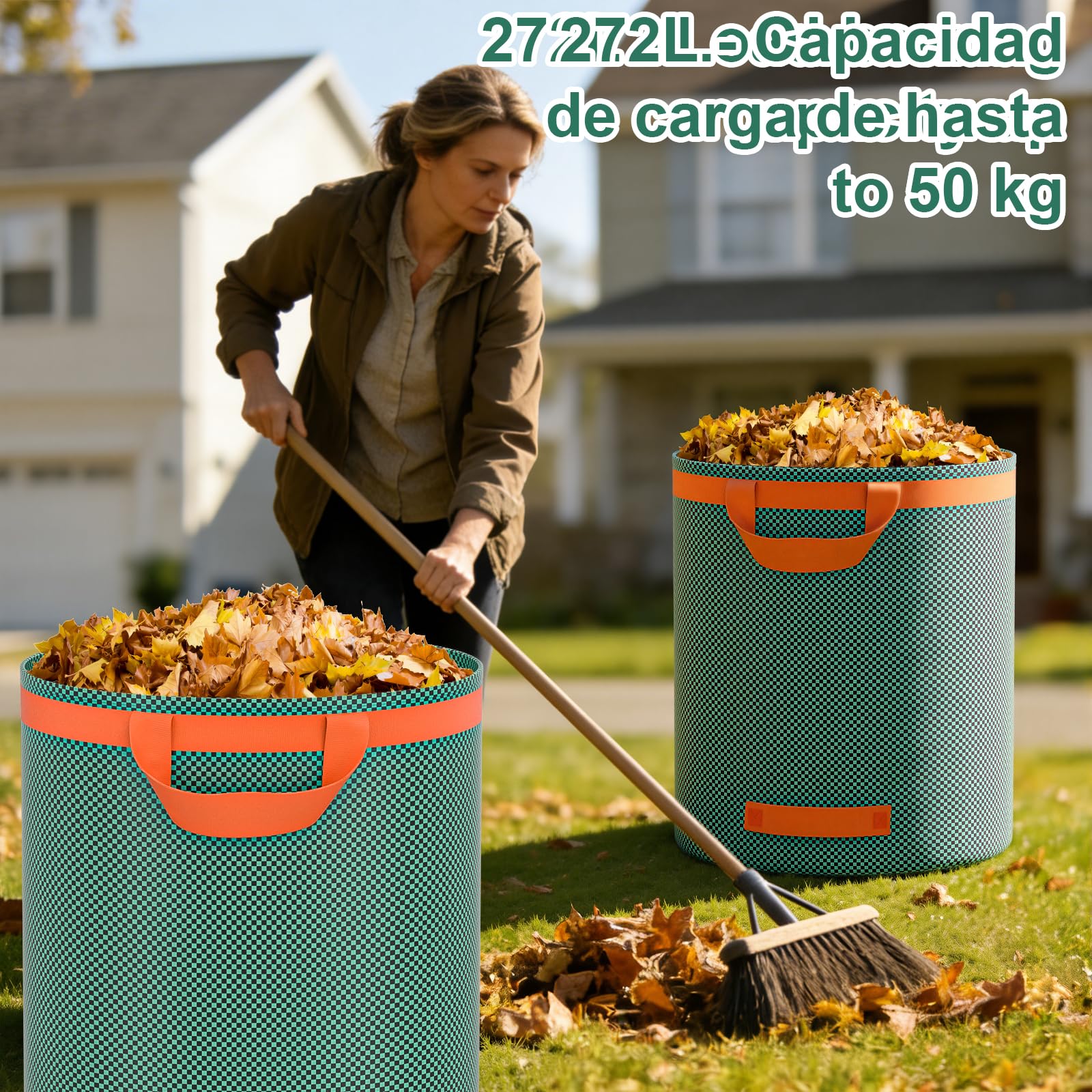 3x272L Jardineria de Sacos,Bolsas de Jardinería Bolsas de jardín reutilizables con Asas,Bolsa de Jardín Impermeables, Bolsas de Hojas Plegable