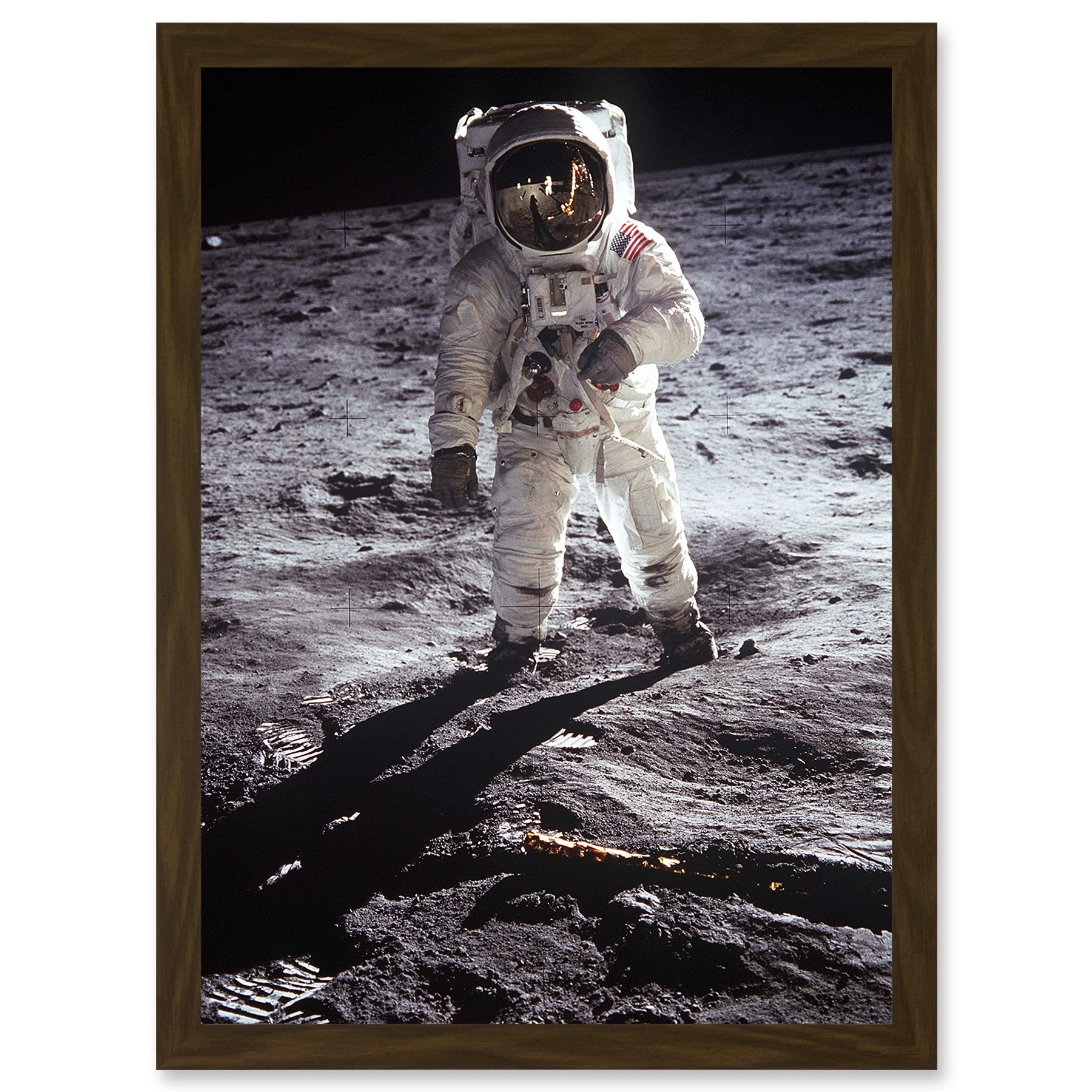 Artery8 Apollo 11 Astronaut Aldrin Armstrong 50th Anniversary Moon Landing A4 Artwork Framed Wall Art Print