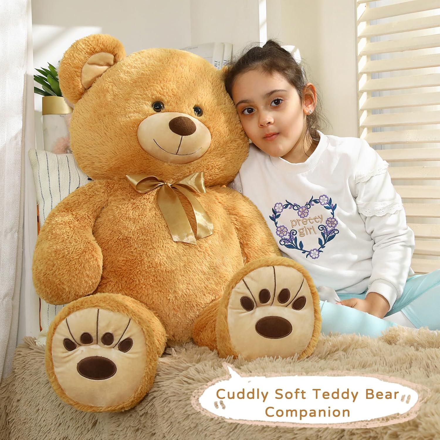 MorisMos 36in Giant Teddy Bear Stuffed Animal, Big Soft Teddy Bear Plush, Cuddly Large Bear Gift for Women, Girls, Boys Birthday, Christmas, Baby Shower