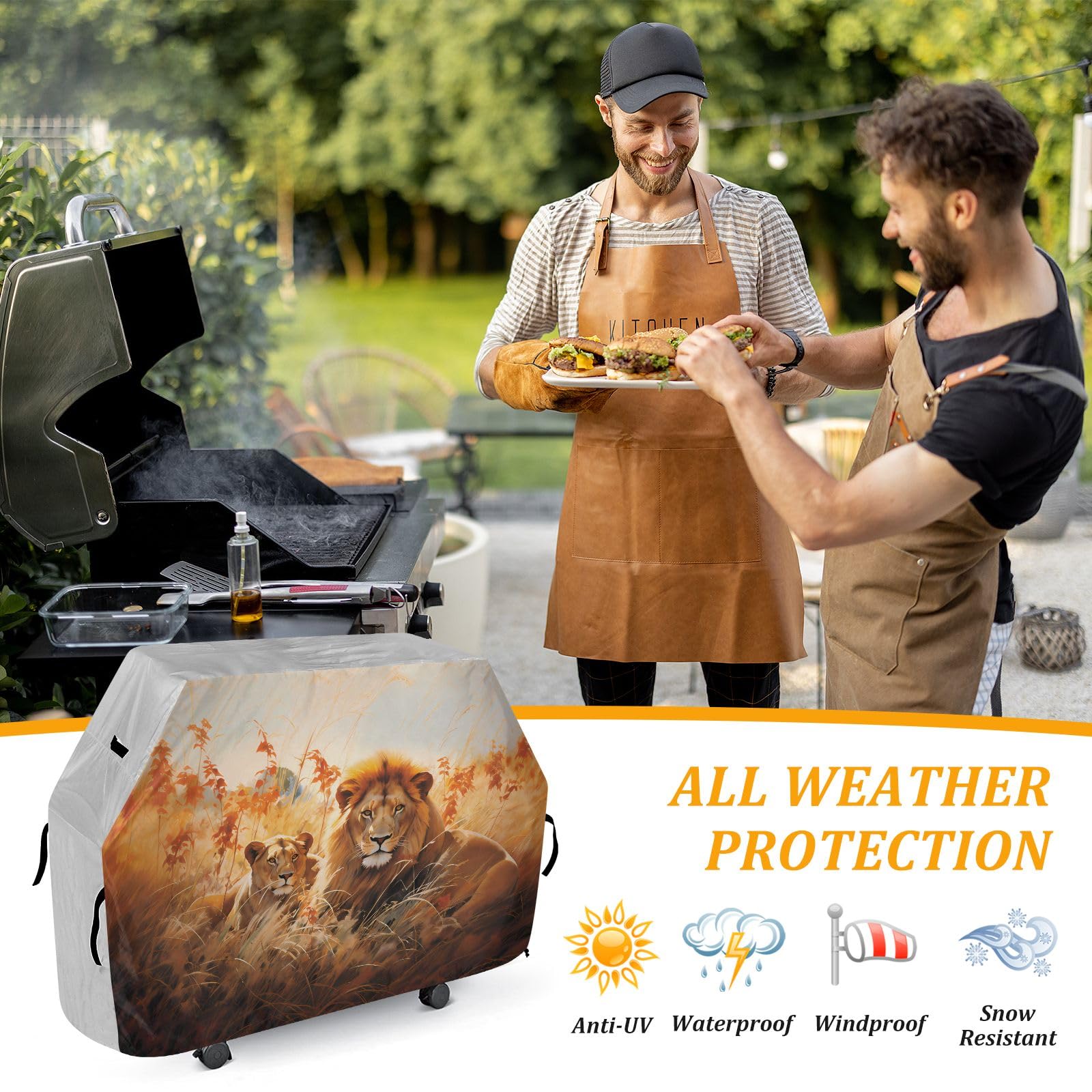 Leone africano Savannah BBQ copertura impermeabile resistente barbecue coperture all'aperto