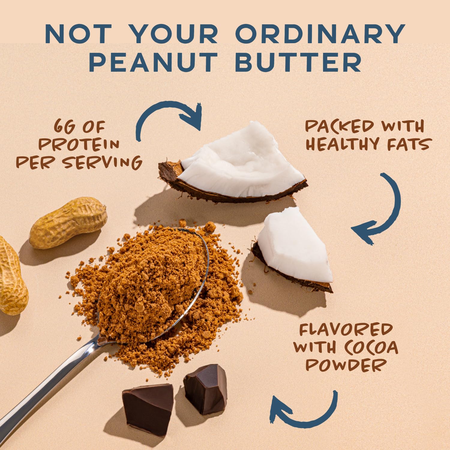 Amazon.com : Cocomo Coconut Peanut Butter Powder, Chocolate - 14
