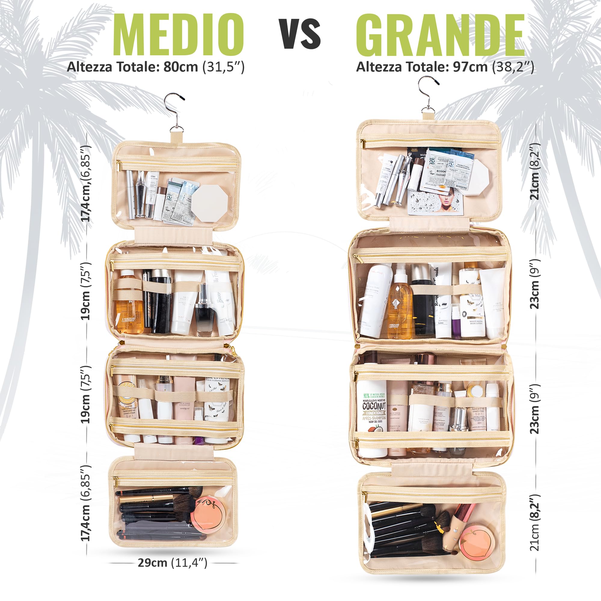 BOACAY Grande Beauty Case da Viaggio, Borsa da Toilette Appendibile per Donna e Ragazza, Trousse per Trucchi e Organizer per Cosmetici e Accessori