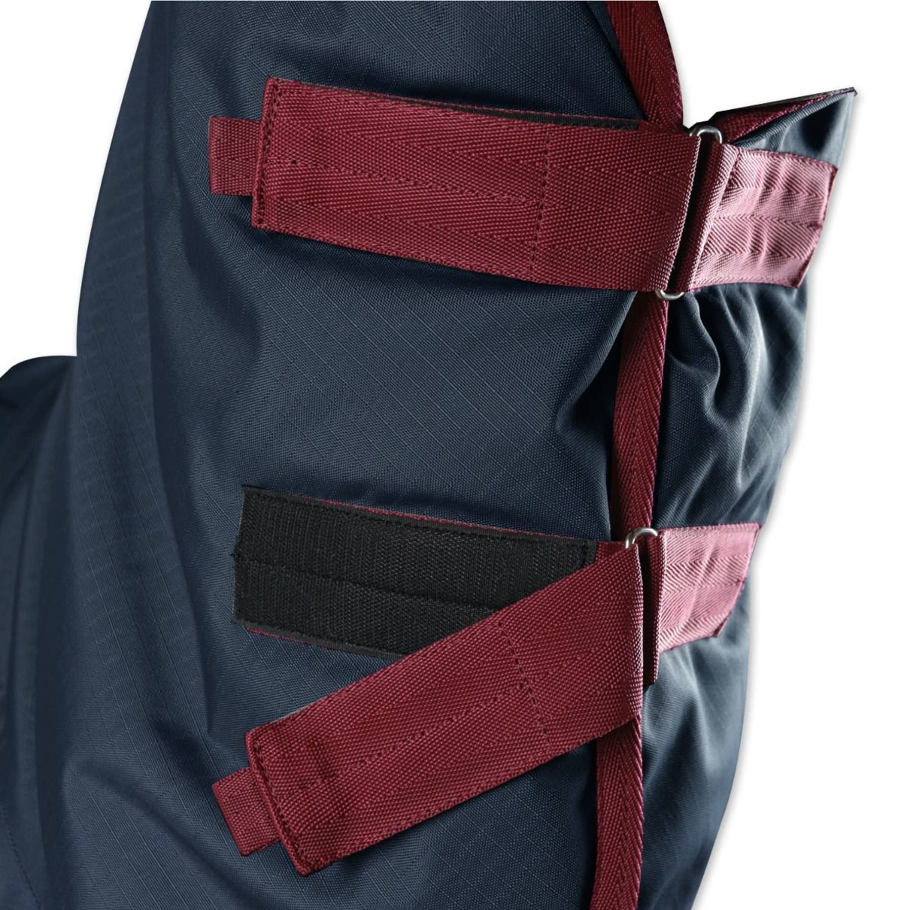Horses, Coperta da Paddock per Cavallo Turnout Full Neck 400gr, Impermeabile, con il Copricollo Fisso, Resistente, con Cinghie ad Incrocio, Blu/Bordeaux 145 cm