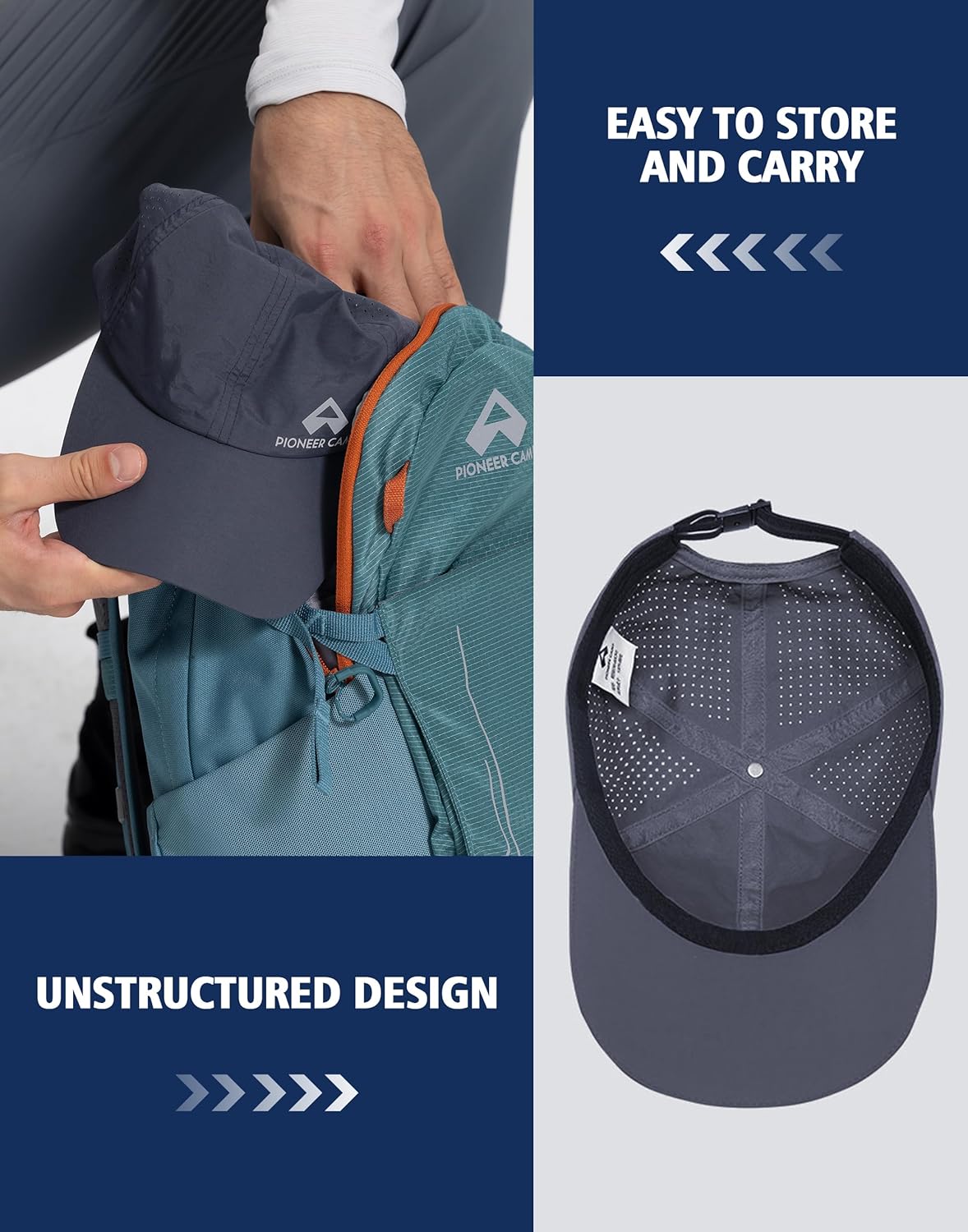 Pioneer Camp Quick Dry Baseball Cap for Men Women UPF Sun Hats Breathable Adjustable Mesh Lightweight for Golf Hiking Running