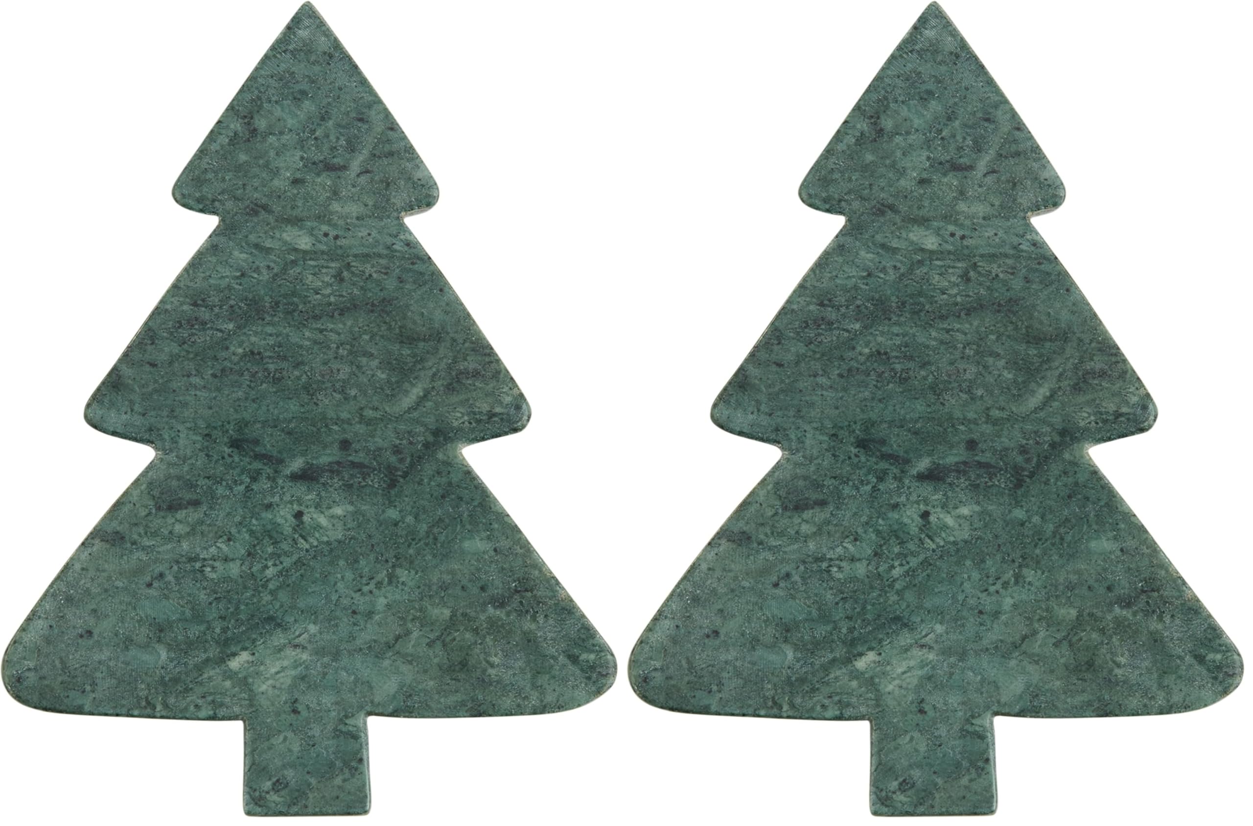 Mud Pie Tree Xmas Mini Marble Serving Boards, Approx 8" x 5", Green (Pack of 2)