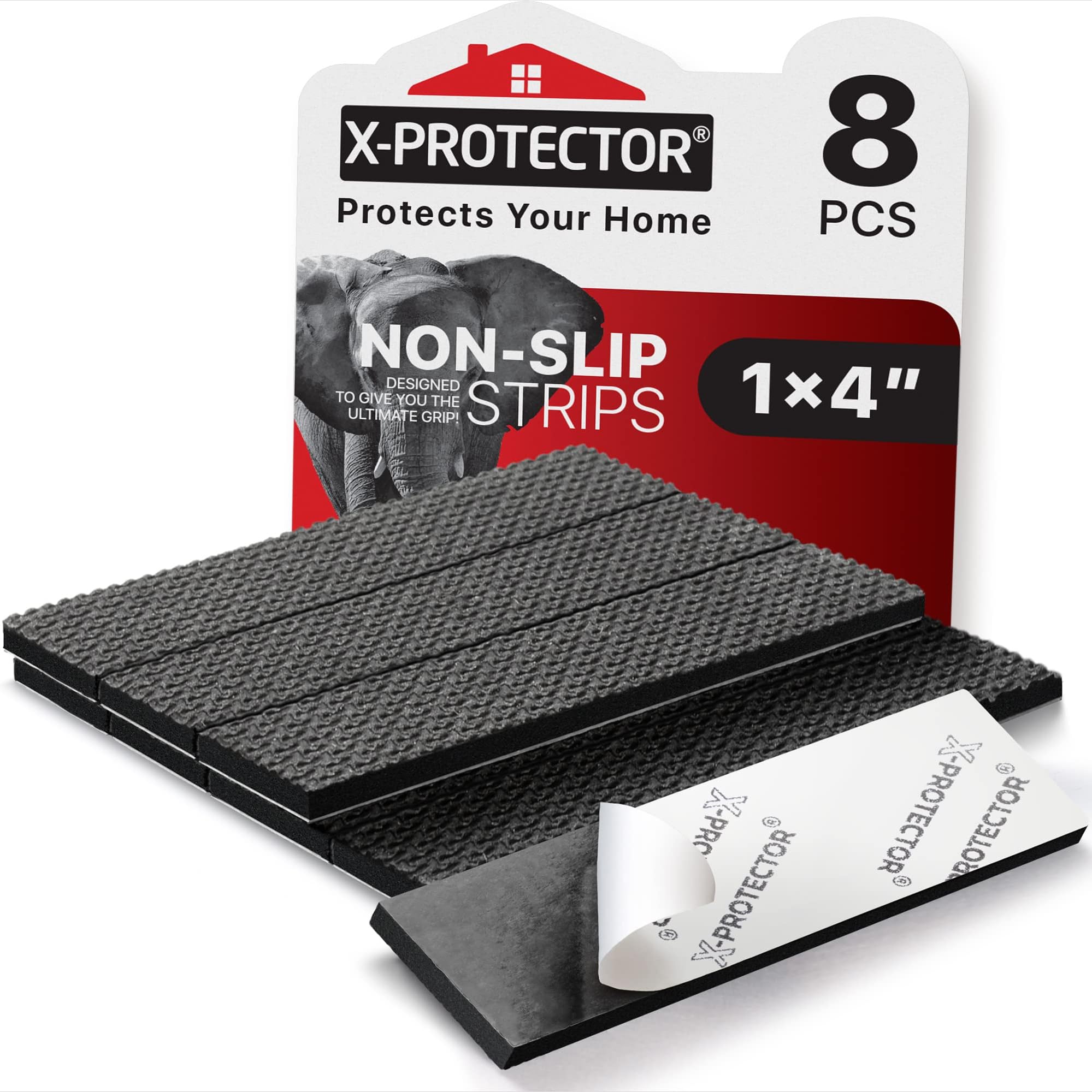 - X-Protector Rubber Strip - 8 PCS Non Slip Pads - Black Universal Grip Strips - Self-Adhesive - Premium Feet for Keyboard, Appliances