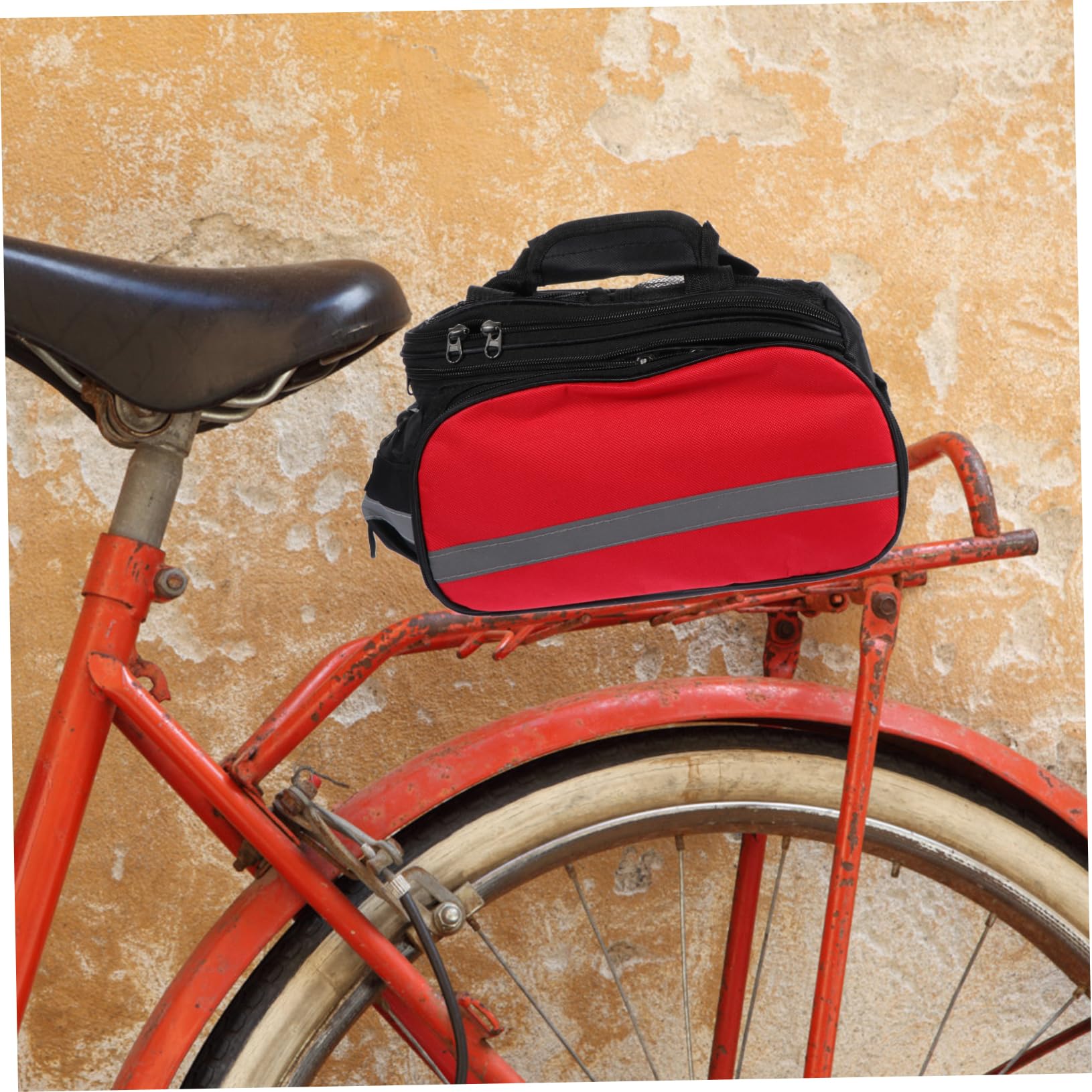 TOYANDONA Borsa Posteriore per Bicicletta, Borsa Portaoggetti Sul Portapacchi, Tessuto Oxford, Grande Capacità, Striscia Riflettente