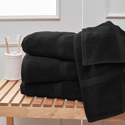 Miniatura 3 de Towel Bazaar - Toallas de algodón turco prémium supersuave y absorbente (toallas de baño de 4 piezas, negro)