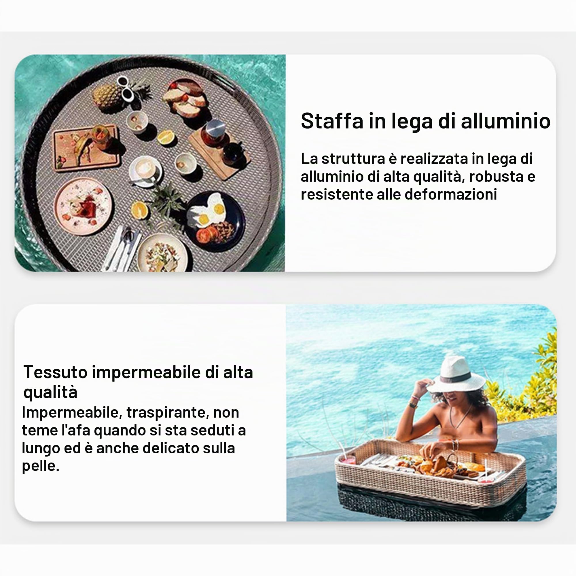 Vassoio Per Piscine Galleggianti - Vassoio Intrecciato Di Rattan Per Piscine, Vasche Idromassaggio E Feste In Spiaggia - Tavolo Galleggiante Per Bevande, Brunch, Fotografia Di Matrimonio Style2
