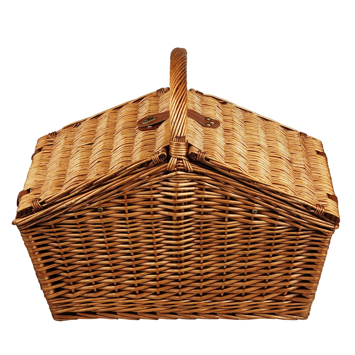 Picnic at Ascot Huntsman English-Style Willow Picnic Basket with Service for 4 and Coffee Set - Gazebo