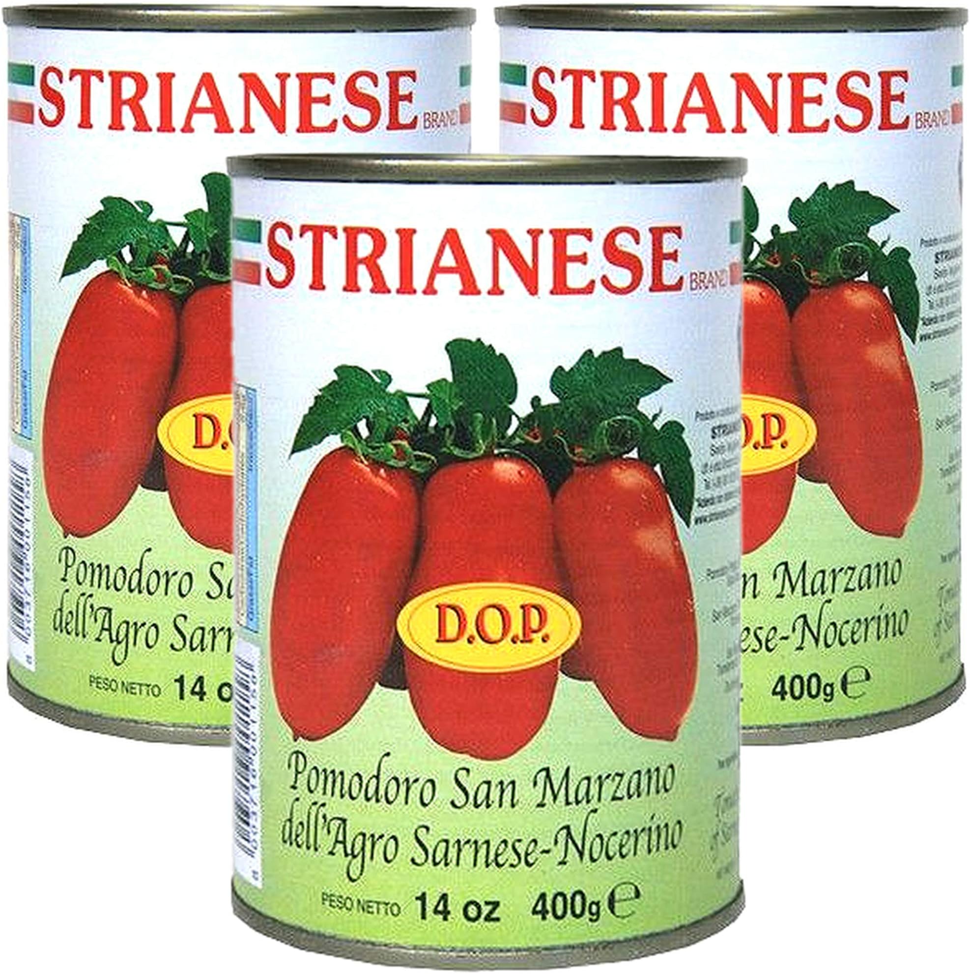 Strianese, San Marzano Whole Peeled Tomatoes in Tomato Puree, 14 oz (Pack of 3)