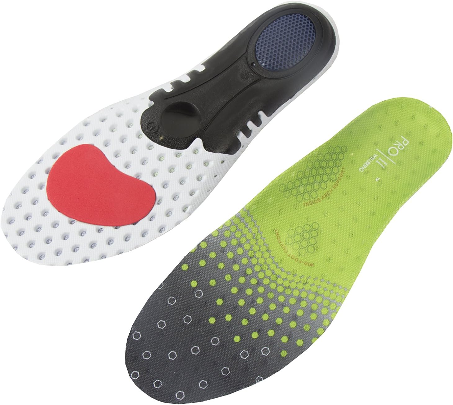 Hydro-Tech Sports Orthotic Insoles with Dual Layer Impact Shell Absorber and Metatarsal Support System (8/12 UK, Green)