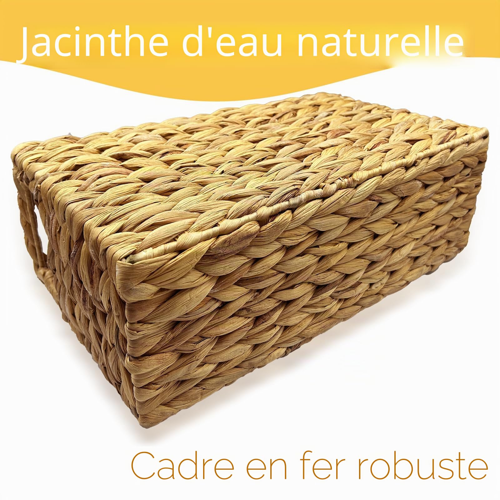 Nexboraque Porte-revues tissé à la main, panier à magazines en jacinthe d'eau, étroit 39,5 x 14,5 x 24 cm, rangement pour salle de bain, bureau