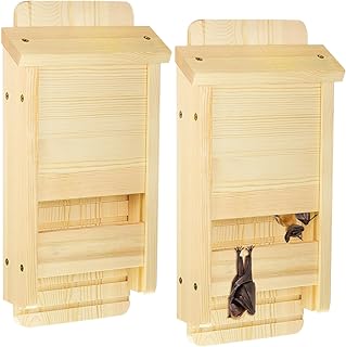 2 Pcs Wood Bat House for Outdoors 14.5 x 6.7 x 2.2 Inches Weatherproof Bat Box Easy to Install Weatherproof Shelter for Outdoor Natural Backyard(Wood Color)