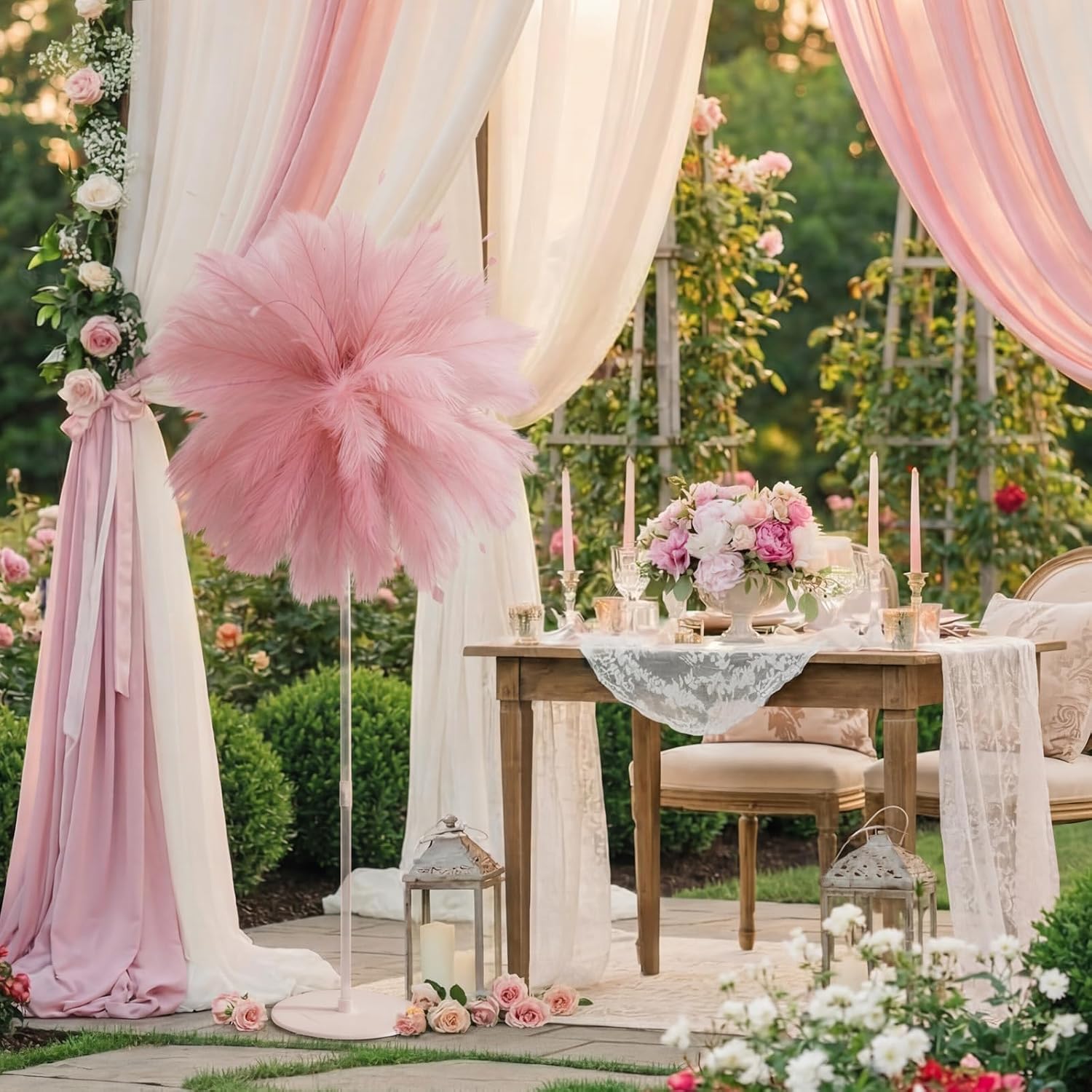 35.4 Inch Standing Pink Pampas Grass Wedding Aisle Decoration Artificial Tall Pampas Grass Walkway Party Decoration for Ceremony Wedding Reception Church Chair Decorations Photo Props