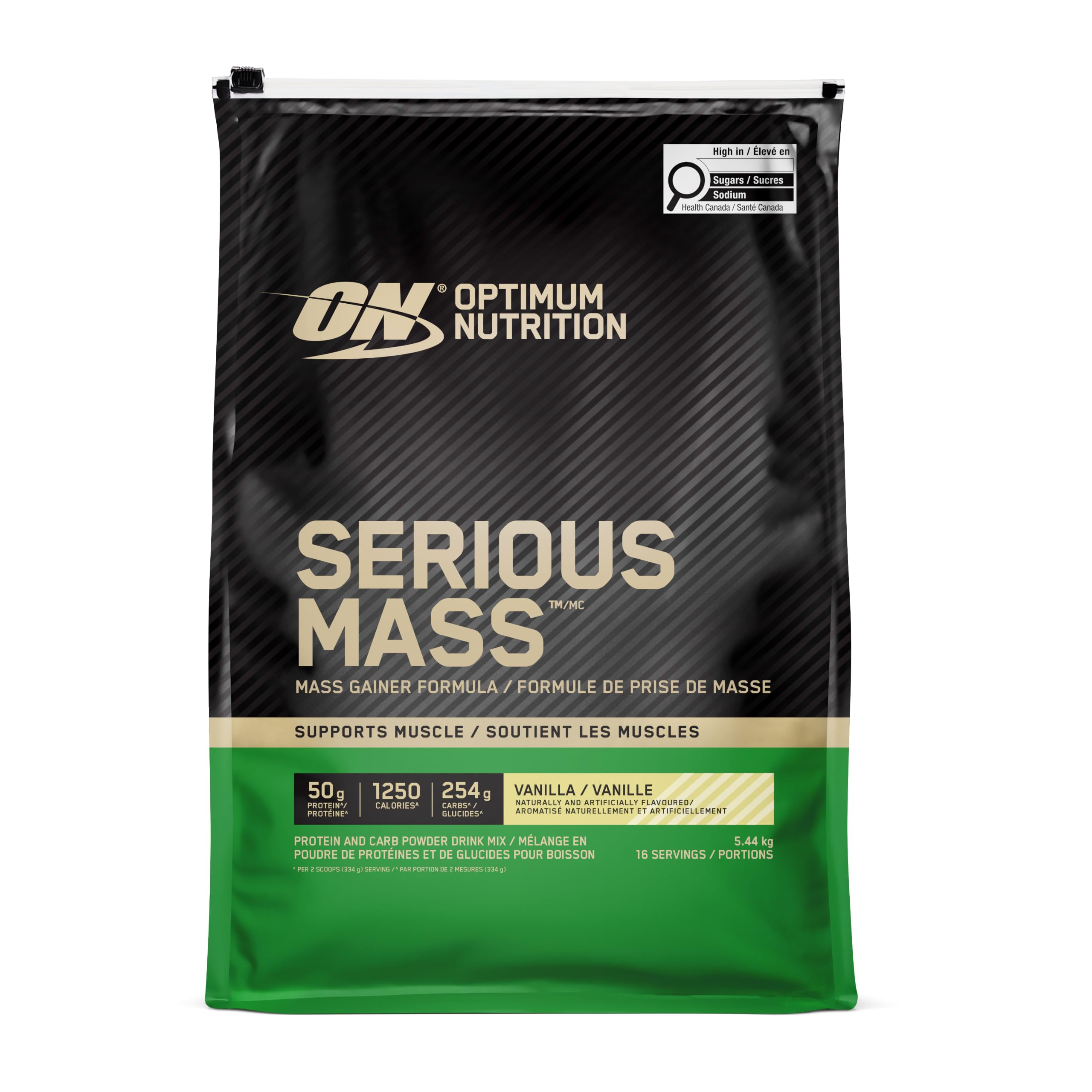 Optimum Nutrition Serious Mass Weight Gainer Protein Powder, Vanilla, 12LB
