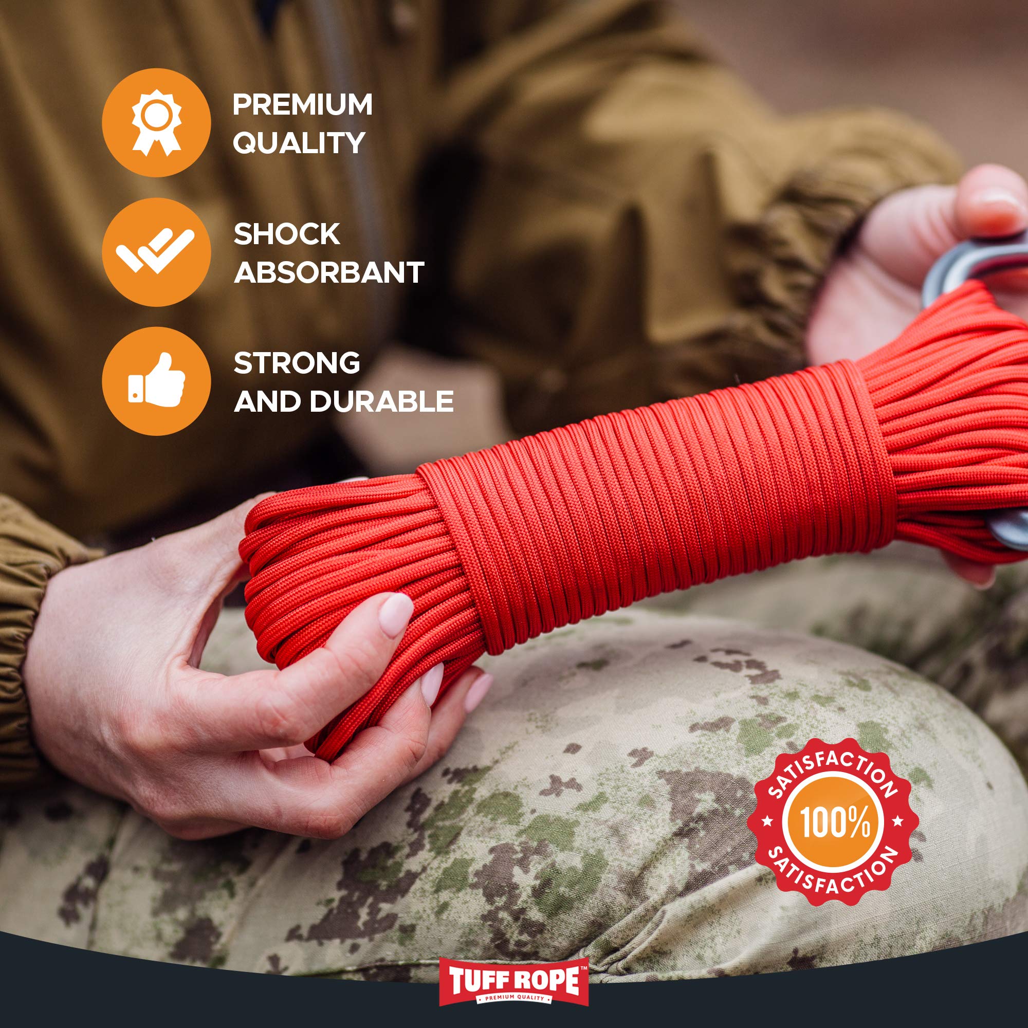TUFF ROPE® Paracord 550 (nylon) – 100 m x 4 mm su bobina – La corda forte – resistente agli strappi e durevole – 7 fili – Corda multiuso per esterni, casa