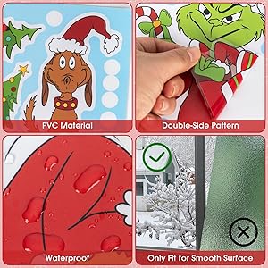 122 Pcs Christmas Window Clings - Merry Christmas Window Stickers for Glass Windows, Static Xmas Window Decals Christmass Decorations for Home Indoor Winter Xmas Holiday Party Decor, 9 Sheet