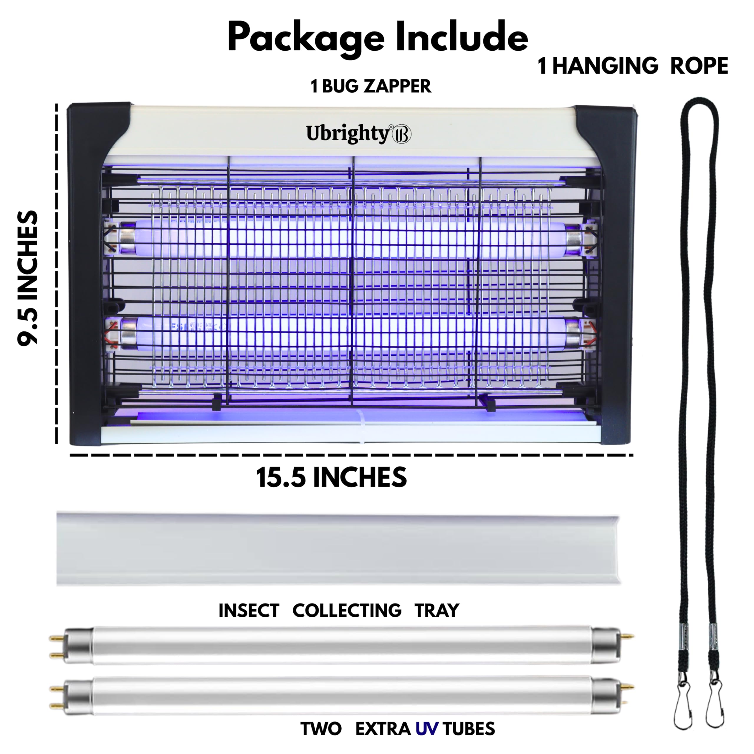 Ubrighty Insect Killer Machine-with 2 Extra Blue UV Tubes Electric Fly Catcher Machine Makhi Flies Killer Trapper-Bug Zapper for Home Kitchen House Bedroom Mosquito lamp Indoor Restaurants (W20) - Image 2 thumbnail