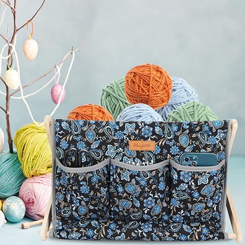 Vista 17 de Yarn Caddy - Organizador de almacenamiento de hilo de gran tamaño para madejas de hilo, organizador para ganchillos, agujas de tejer, otros azul1