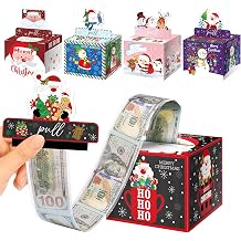 5Pcs Christmas Money Box for Cash Gift Pull, Money Holder Cash Gift for Kids Adults, DIY Fun Holiday Cash Box, Surprise Gift Box for Family, Includes 250Pcs Transparent Bags