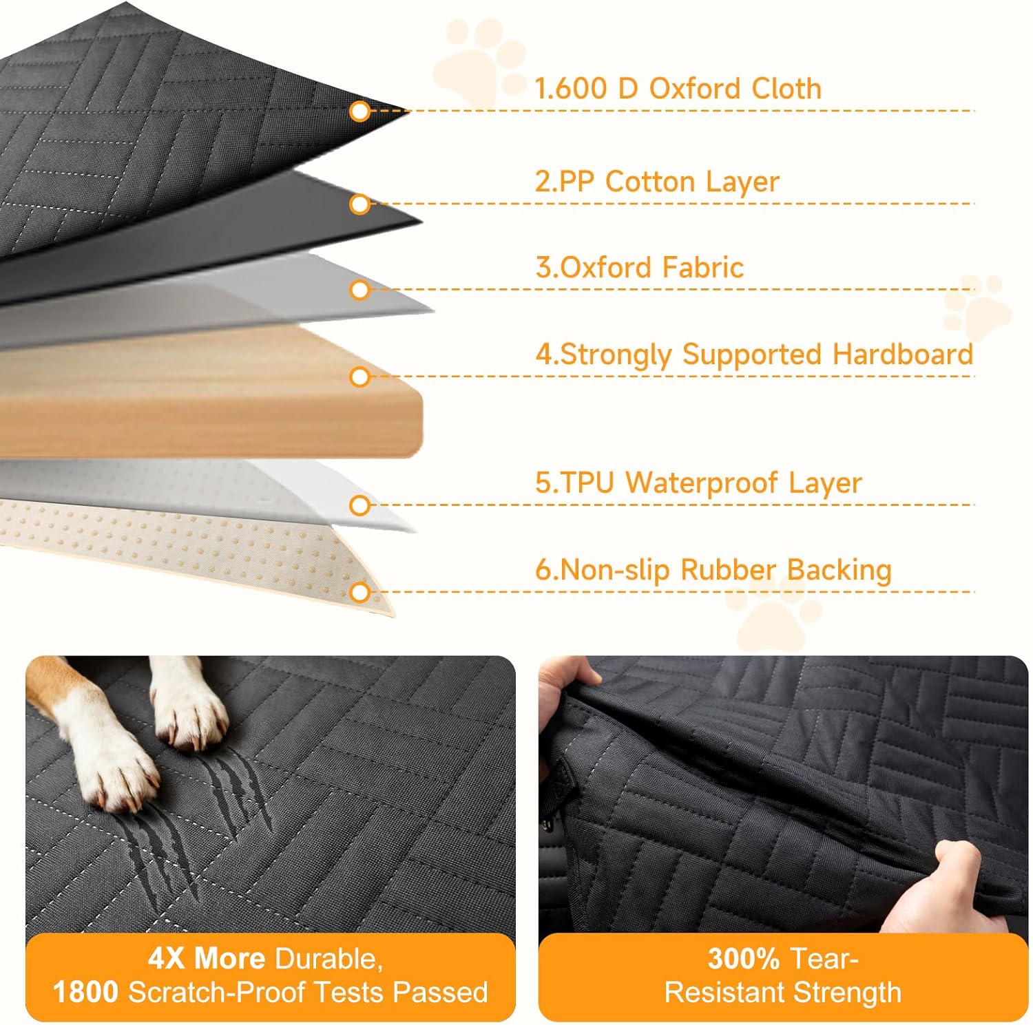 Dog Truck Seat Cover for Back Seat,Hard Bottom Dog Hammock for Car, Pet Bed Extender for 2-4 Large Dogs With waterproof fabric,Holds 420 lbs Pet Hammock for Crew Cab Truck/SUV(Dark Grey,L Size)