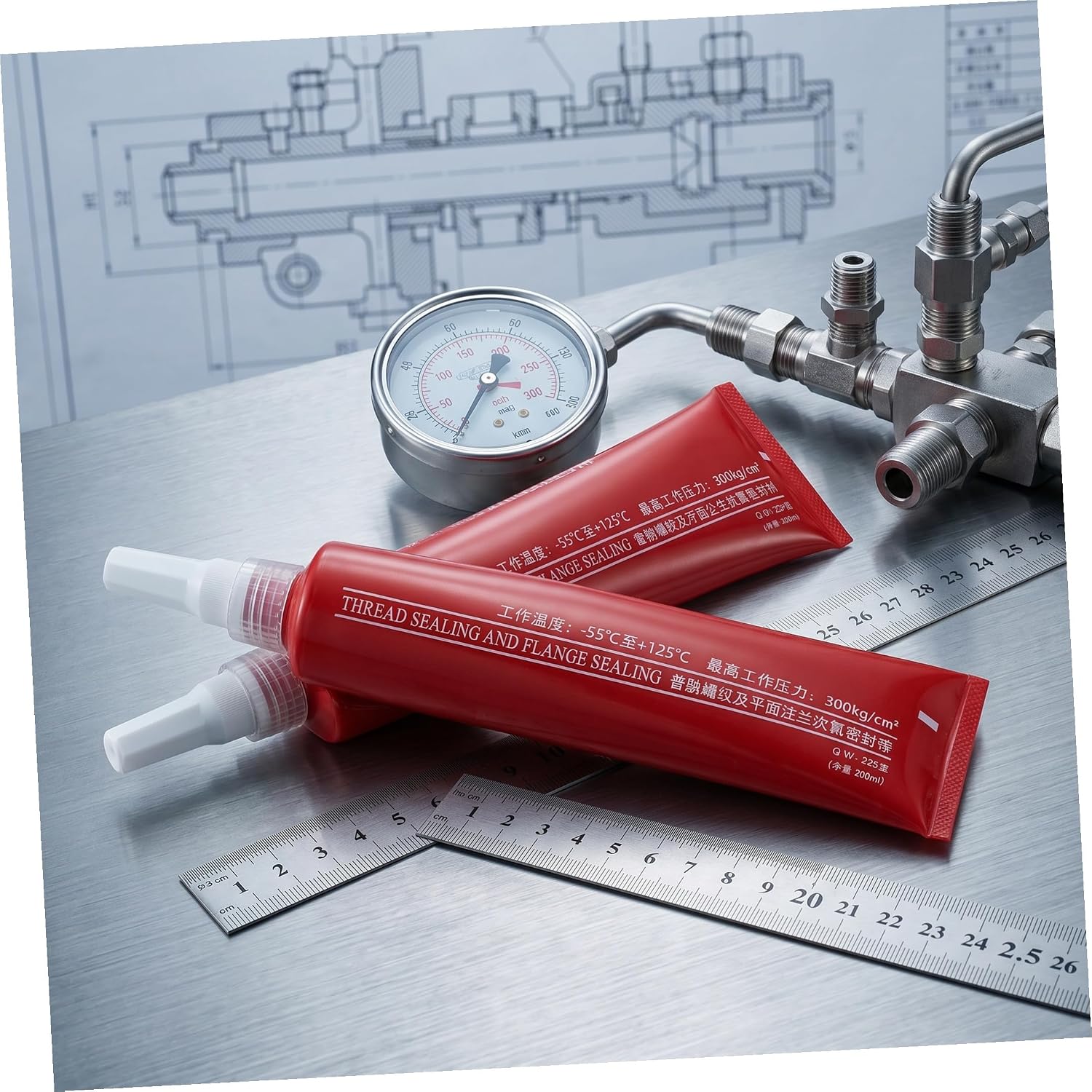 Anaerobic Pipe Thread Sealant Paste 2pcs Red Plastic for Joints