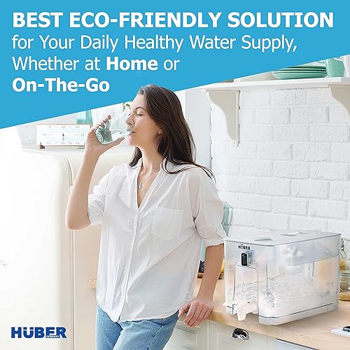 Miniatura 8 de HUBER - Dispensador de jarra de filtro de agua extra grande de 40 tazas para refrigerador y encimera, 2.5 galones con filtro, purificador de agua
