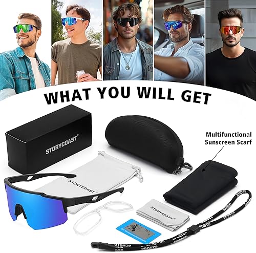 Miniatura 321 de STORYCOAST Lentes de sol deportivos polarizados para hombres y mujeres, para conducir, pesca, ciclismo, bicicleta de montaña, protección UV400