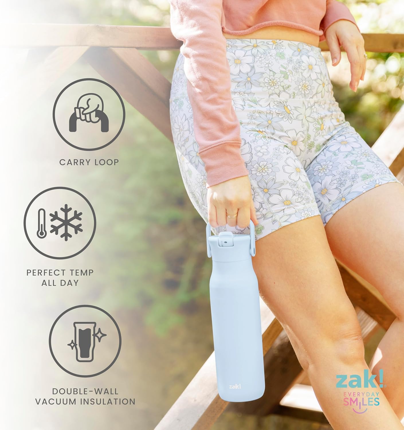 Zak Designs Disney Minnie Mouse Harmony Water Bottle for Travel or At Home, 32oz Stainless Steel is Leak-Proof When Closed and Vacuum Insulated with Straw Lid, Carry Handle, and 3D Artwork - Image 5