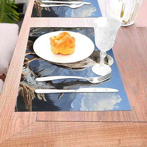 Miniatura 3 de 6 PCS PVC Placemats Set Place Mats A Lone Eagle Non-Slip Weave Place Mats 12" x 18" Farmhouse Table Mat Set for Family Dinners Wedding Parties