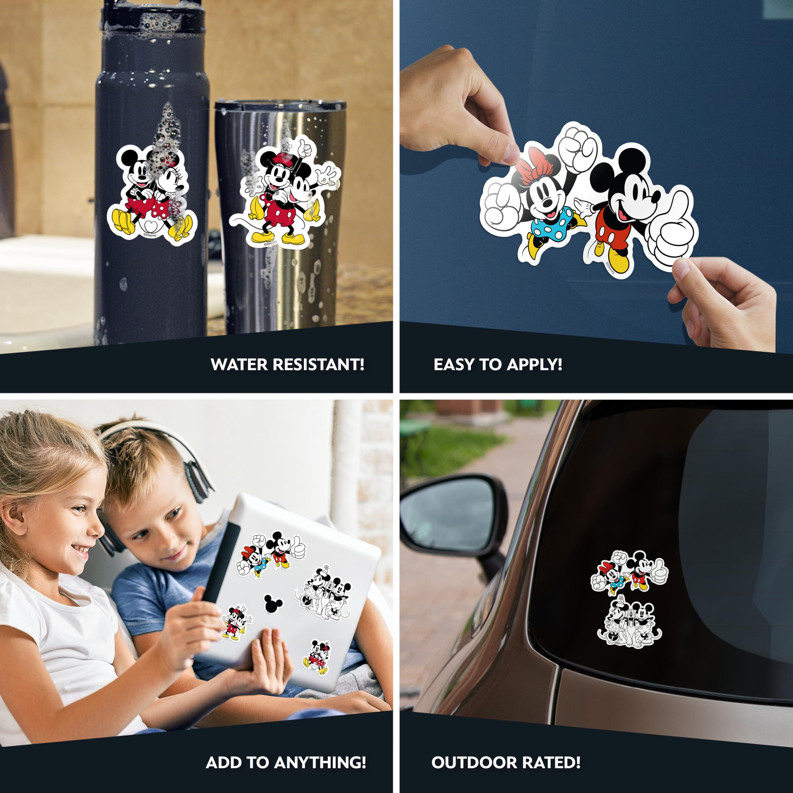 Autocollant Mural Enfant Autocollant Minnie Mouse Pour Interrupteur - Vinyle Noir 9x9cm - Enfant, Chambre - Décoration Amusante Stickers Muraux Cuisine