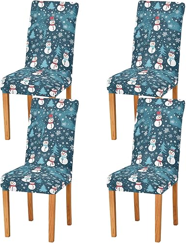 Miniatura 7 de S Husky Juego de 2 fundas para sillas de comedor con muñeco de nieve de Navidad, extraíbles y lavables, para hotel, ceremonia, banquete, boda,