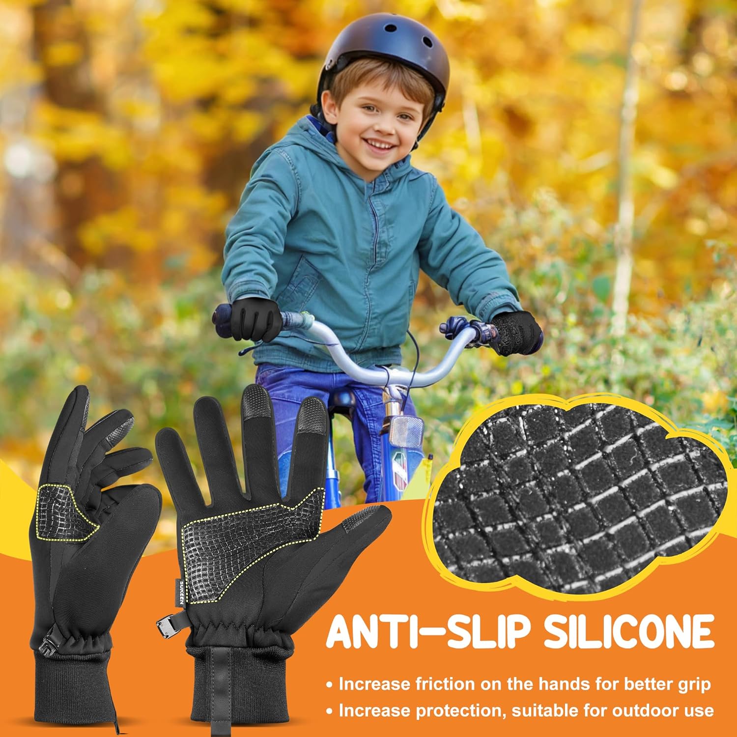 Sukeen Kids Winter Gloves, Soft Warm Touchscreen Anti-Slip Gloves for Kids Boys Girls Cycling Running Sports Outdoor - Image 4