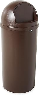 Rubbermaid Commercial Marshal Products Classic Outdoor/Indoor Trash Can with Lid, Round, 15-Gallon, Brown, Garbage Container/Waste Basket for Lobby/Office/Restroom/Restaurant/School