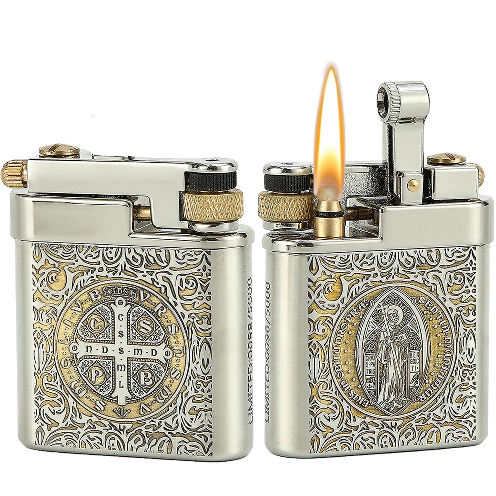DOUBFIVSY Vintage Trench Lighter Refillable Kerosene Mechanical Brass Lighter Soft Flame Unique Gift for Men Dad Husband Constantine