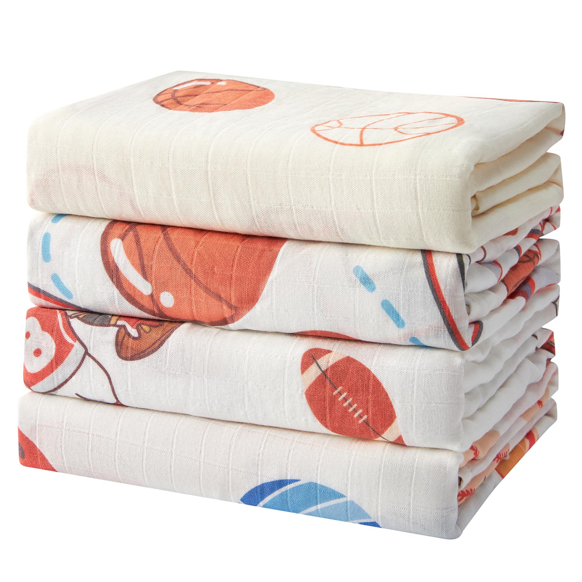 IBESTOPIA 4-Pack Baby Muslin Swaddle Blankets, 47 x 47 Inches Soft Breathable Swaddle Blanket, Lightweight Receiving Blanket for Newborns and Infants,