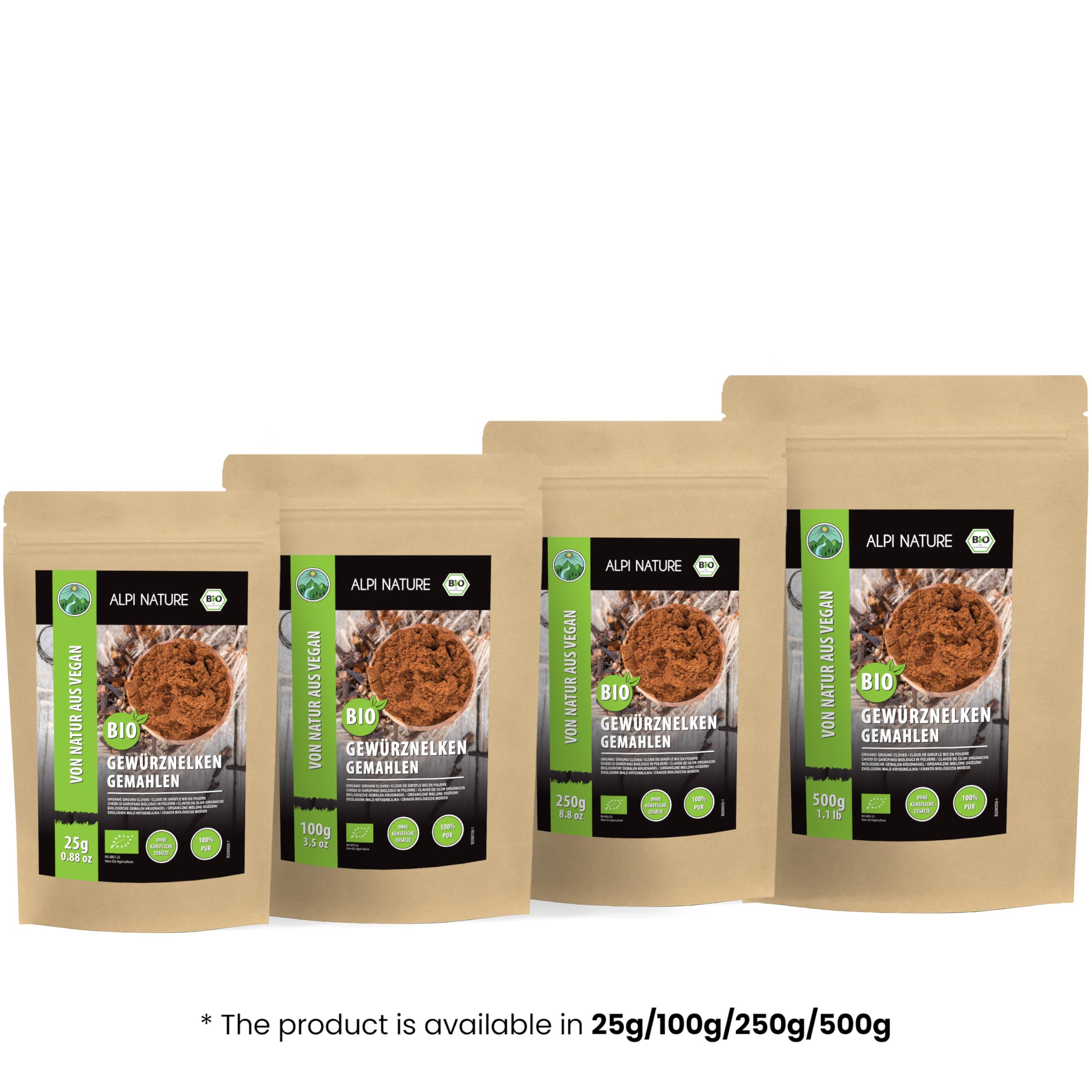 Alpi Nature Clavos de Olor Orgánicos en Polvo 500g, Clavo de Olor Molido para Cocinar y Hornear