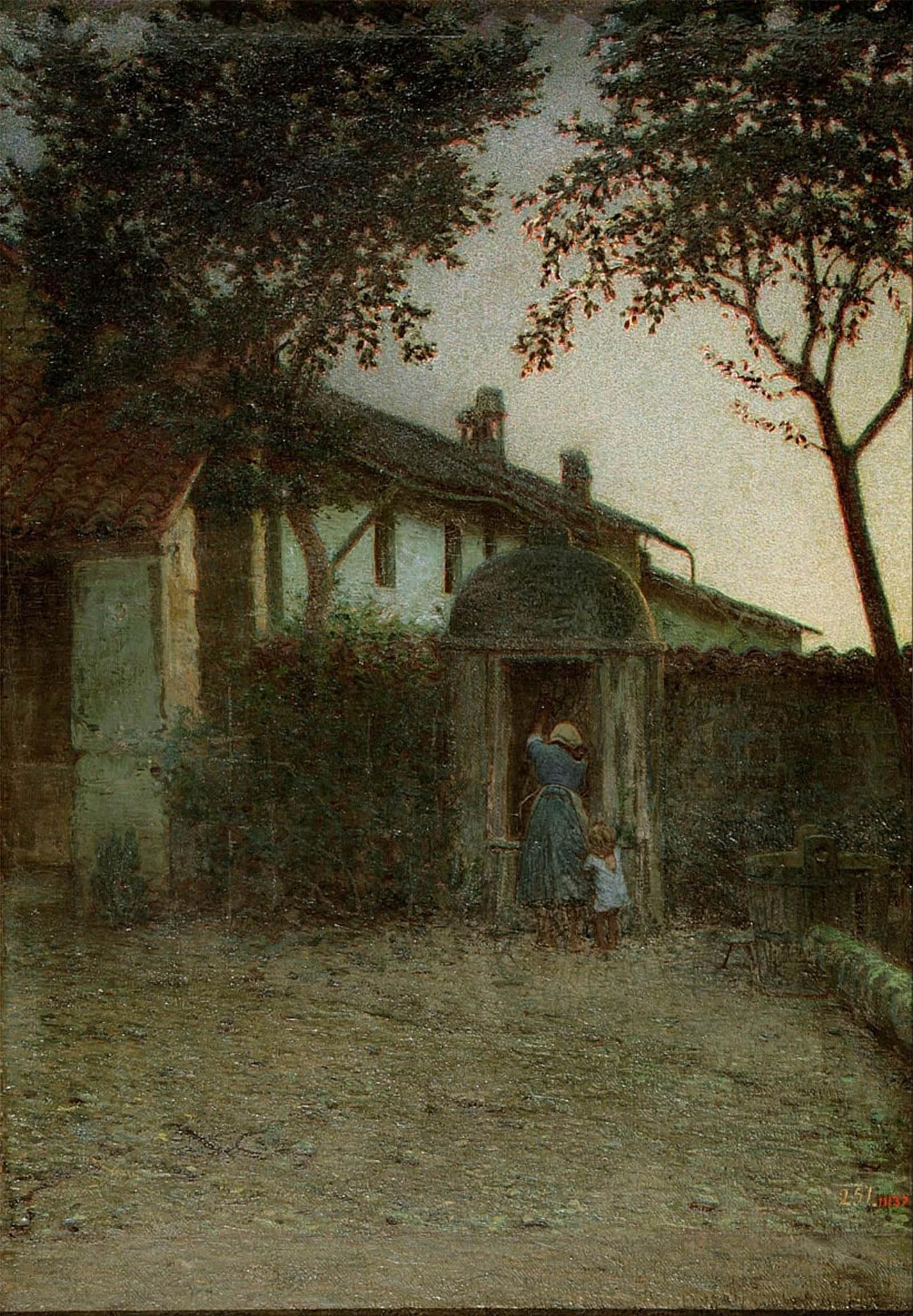 SERENDIPITP Retro Picture Poster Wall Art Pictures Painting Dawn by Angelo Morbelli Wall Art Canvas Print for Wall Decor 60x90cm