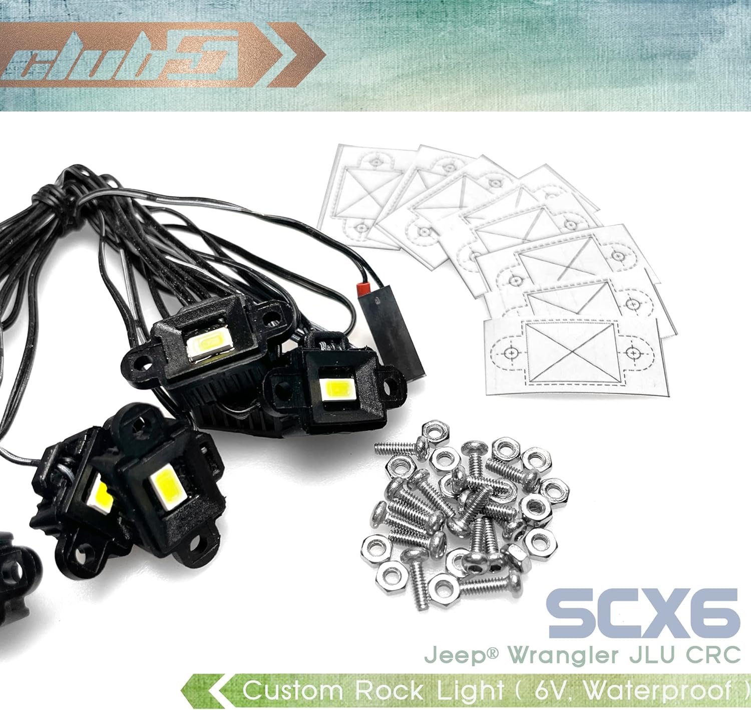 Club 5 Racing Waterproof Rock Light ( 6V ) For Axial SCX6 Jeep JLU Wrangler