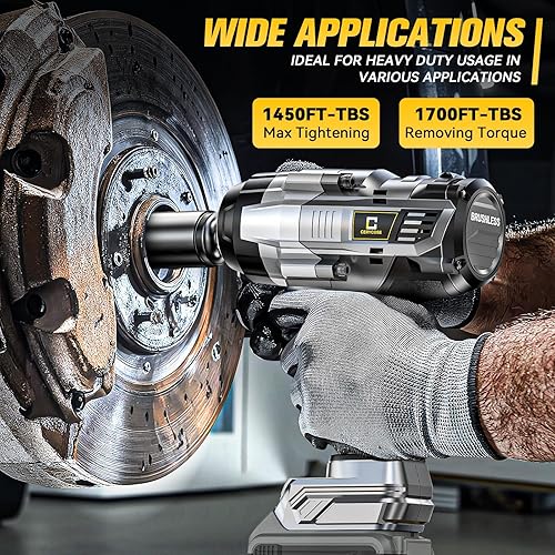 Miniatura 2 de Llave de impacto inalámbrica de 1/2 pulgada compatible con batería Dewalt: Llave de impacto de alto torque de 1700 pies-libras, herramienta de
