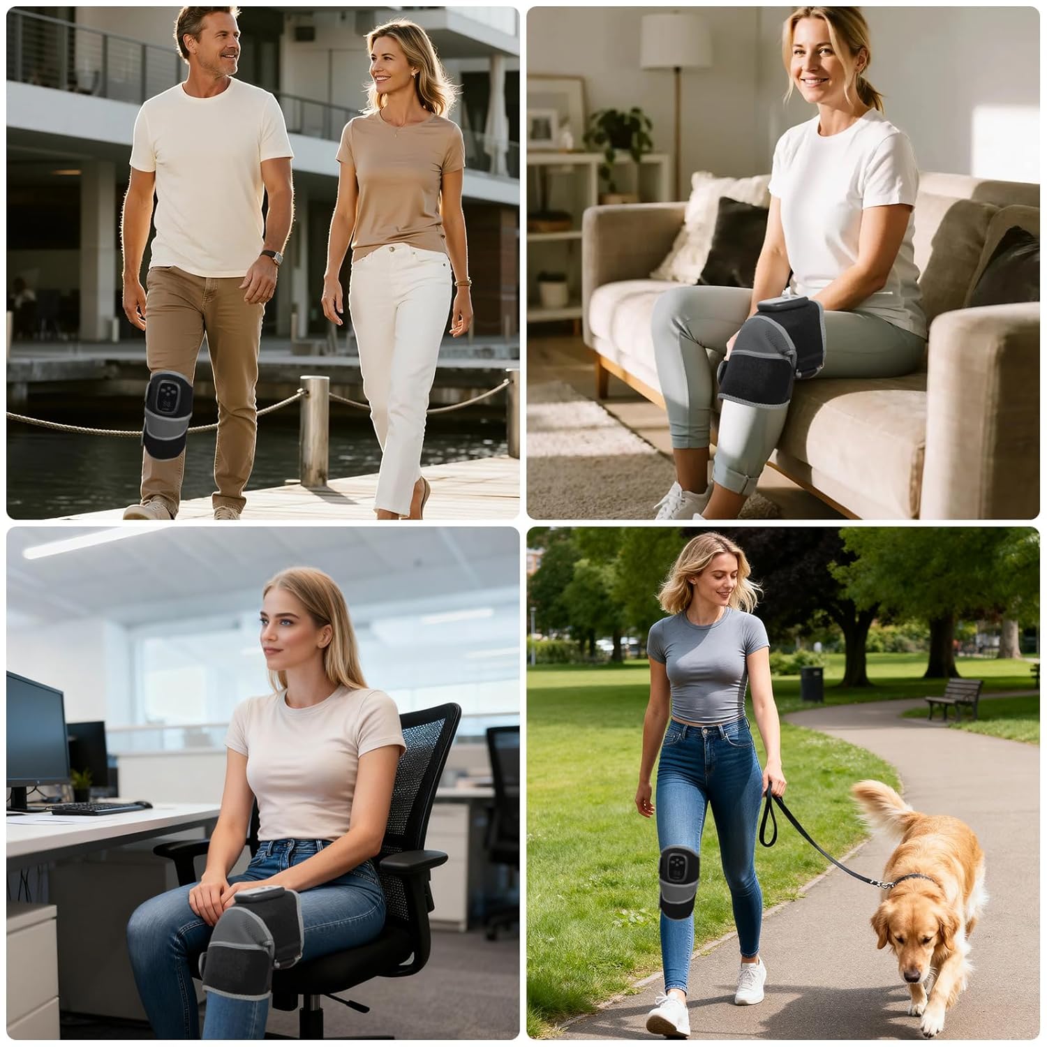 Red Light Therapy Knee Massager Brace – 660nm & 850nm Near-Infrared Light Devices, 4-Motor Deep Vibration Massage with Heating & Pulse Mode, 5000mAh Cordless Knee Pain Relief for Home & Office