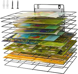 Lzttyee Wall-Mounted Art Drying Rack with 12 Removable Shelves - Classroom Paint Drying & Storage Organizer, Black