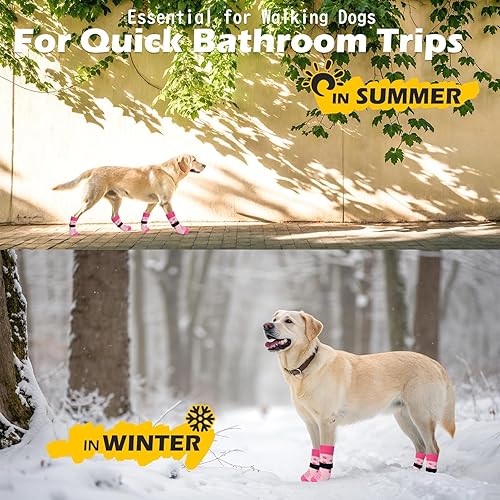 Miniatura 8 de EXPAWLORER 6 piezas de calcetines antideslizantes para perros para evitar que lamen las patas, zapatos de perro para el invierno, botas de perro de