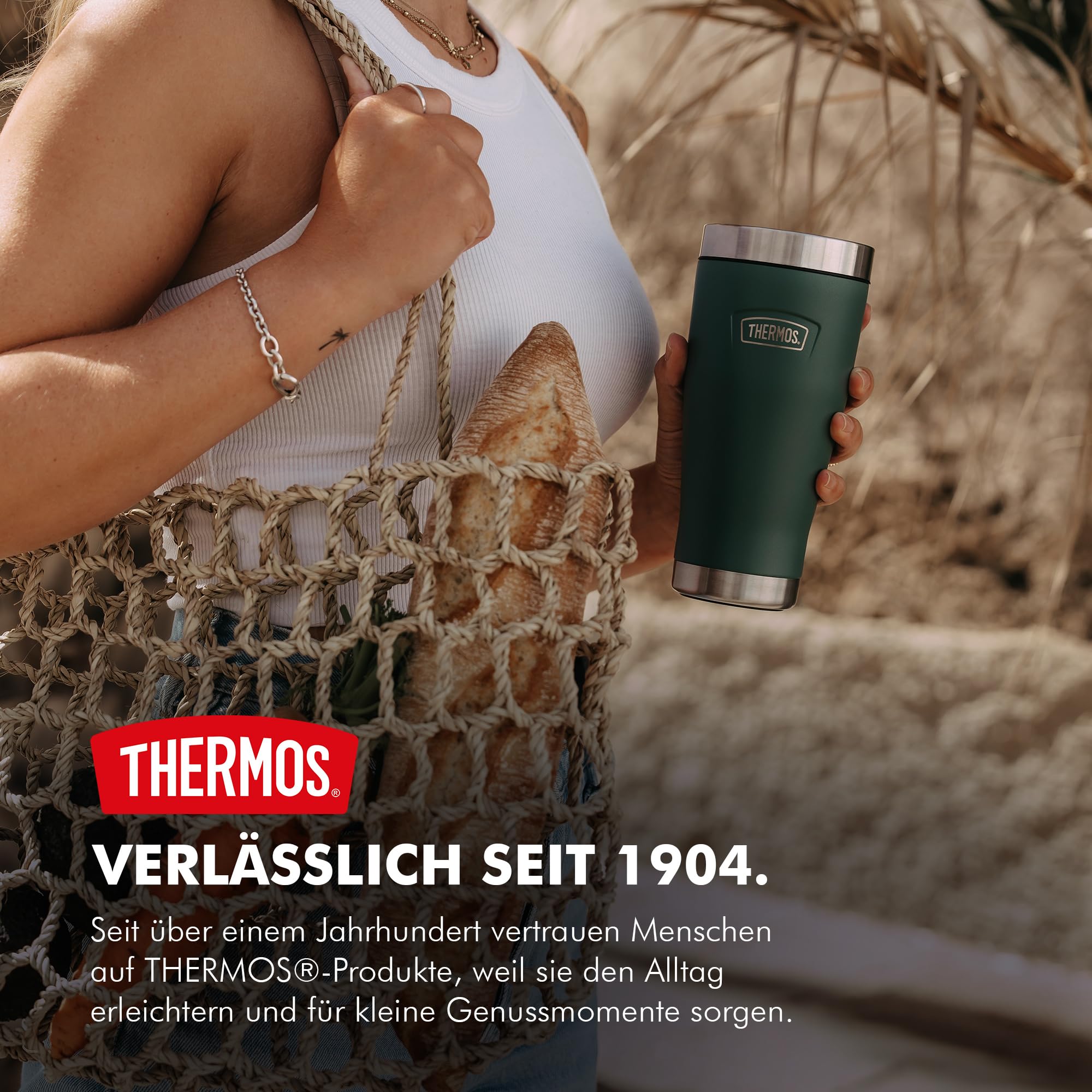 Thermos ICON Thermobecher 0,47 l, 7 h heiß, plum mat | 22 h kalt, auslaufsicherer Edelstahl-Isolierbecher, Kaffeebecher To Go, spülmaschinenfest, für Büro & unterwegs, lila