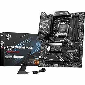 MSI Placa-mãe X870 Gaming Plus WiFi V1, ATX-suporta processadores AMD Ryzen 9000/8000/7000, AM5-60A SPS VRM, DDR5 Memory Boost 8200+ MT/s (OC), PCIe 5.0 x16 e 4.0 x16, M.2 Gen5, Wi-Fi 7,5G LAN