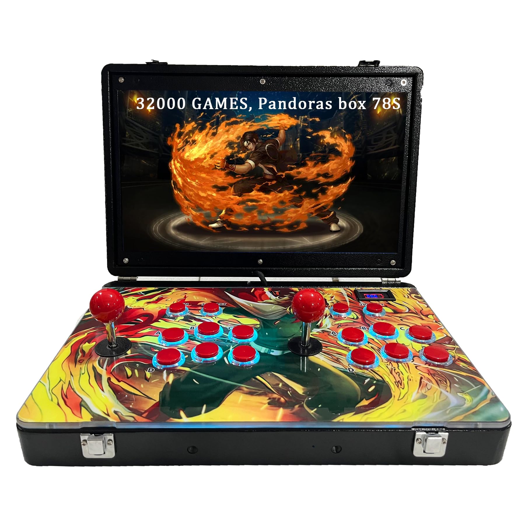 32000 in 1 Portable Arcade Game Console 18-inch HD Screen Dual Players Pandoras Box 78S,Retro Video Game Machine Metal Box Search/Hide/Save/Load/Pause Games