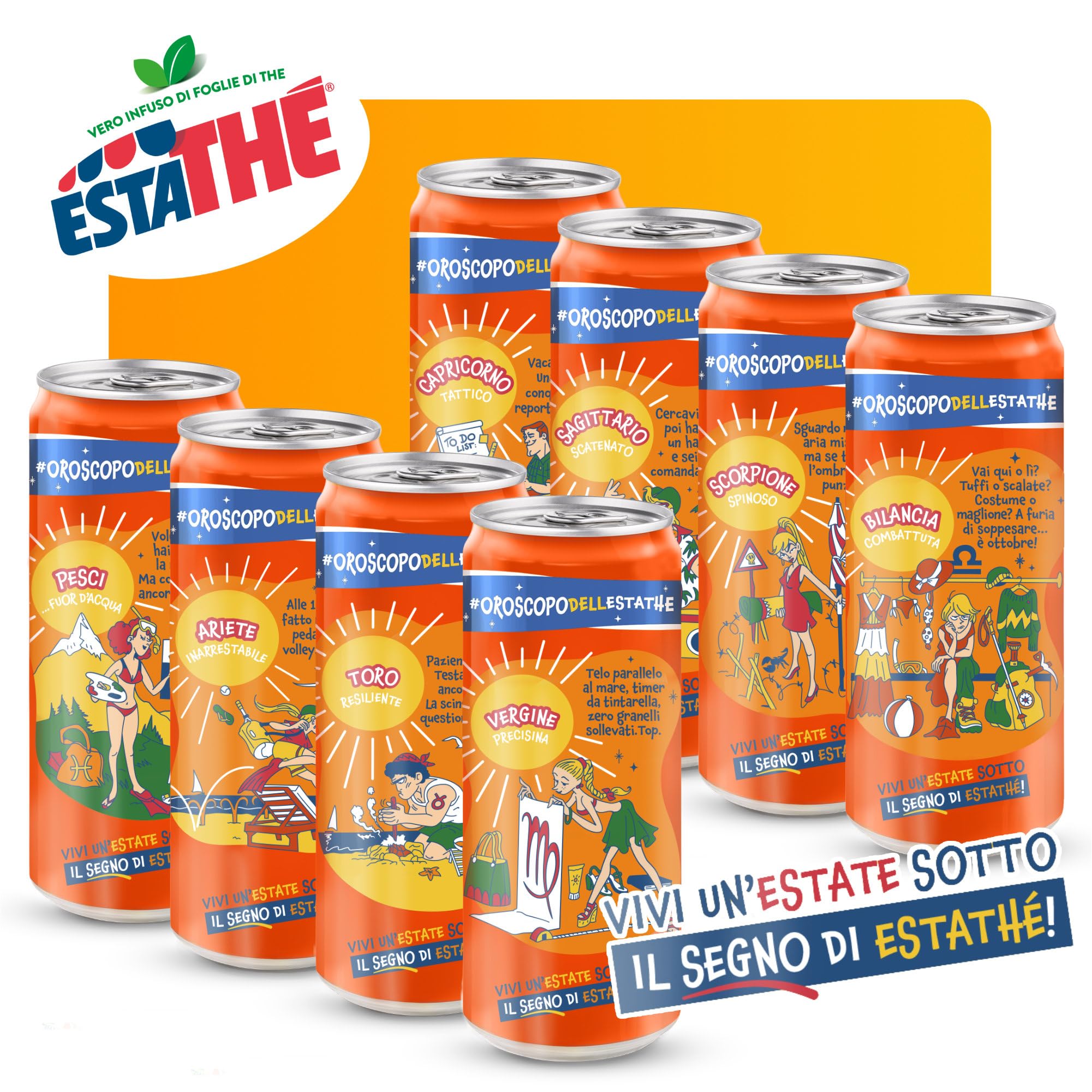 Estathé Pesca - The Freddo con Vero Infuso di Foglie di The e Succo di Pesca, Bevanda Analcolica Senza Glutine, 24 Lattine da 330 ml