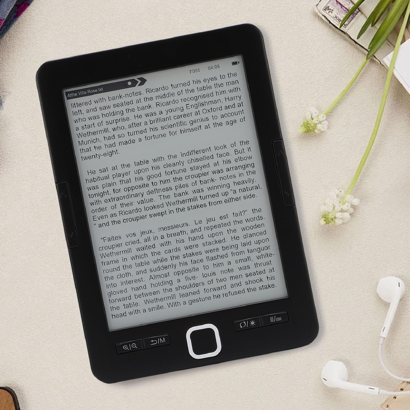 Generic Lettore di Ebook da 6 Pollici con Spazio di Archiviazione da 8 GB e Memoria Espandibile, Lettore di Libri Elettronici Portatile con Schermo a Inchiostro, Supporta più Formati tra Cui